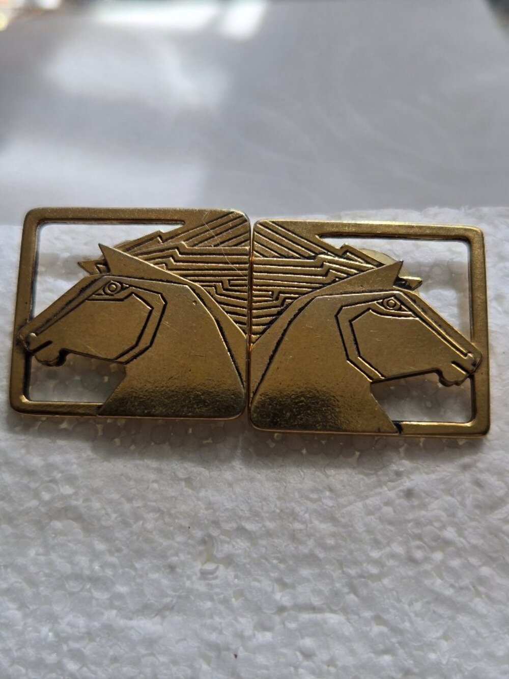 Vintage LAUREL BURCH Signed Gold Tone Wild Mustang Equestrian Post Earrings